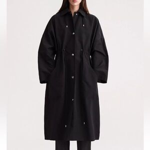 Toteme hooded drawstring parka rain coat size XXS black